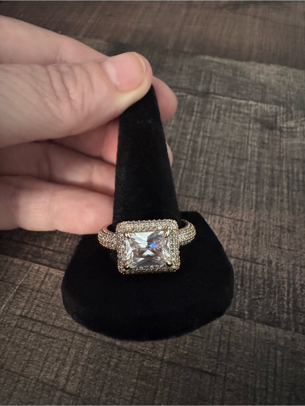 Bomb Party Gold Princess-Cut Statement Ring – Size 11